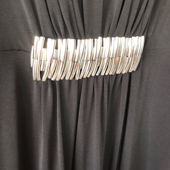 Calvin Klein Black Long Gown Metal Waist Detail 8 - Picture 4 of 7
